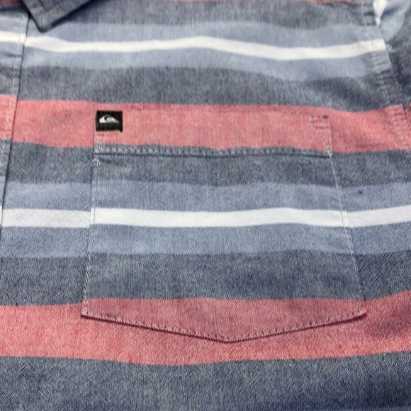 Quiksilver Striped Button Down Boys XL Modern Shirt - Blue and Red - Picture 2 of 5